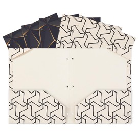 Y YOMA 6 Pack 2 Pocket Folder Letter Size Decorative Binder Folders with Pockets 3 Hole Punch Folder Paper Cute Project Folders Two Pocket 3 Ring File Folder for School Office Home, Geometric Design