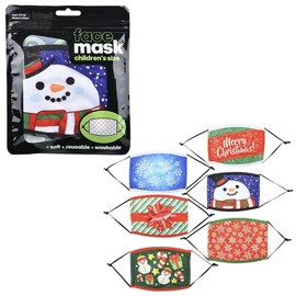 Pack of 12 - Kids Christmas Washable Reusable Soft Cloth Face Mask Dust Protection with Adjustable Ear Loops for Boys Girls