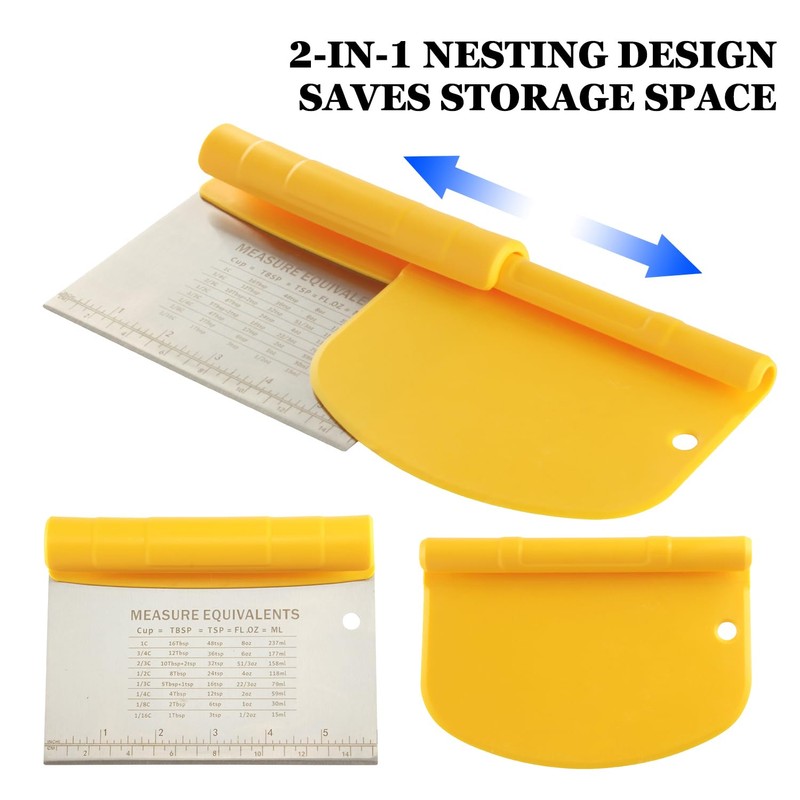 Sunmei Bowl Spatula & Bench Scraper Set, 2-in-1 Multipurpose Kitchen