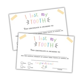 I Lost my Tooth at School Certificate 50pk 5.5x8.5” Teacher Hand Out Students Award Fairy Bring Home Bag Congratulations Nurse