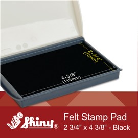 Shiny Black Ink Stamp Pad, 2-3/4" by 4-3/8" Surface Area, Felt Stamp Pad with Black Water-Based Stamp Ink
