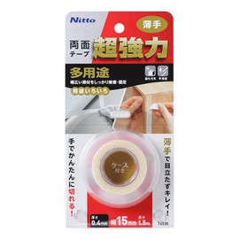 Nitoms T4530 Ultra Strong Double Sided Tape, Multi-Purpose (Thin) 0.6 inches (15 mm) x 0.5 ft (1.5 m)