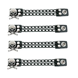 Funk Plus Motorcycle Vest Extenders Double Black Chain Regular Snap MC Jacket Made in USA (4", Skull Cross)