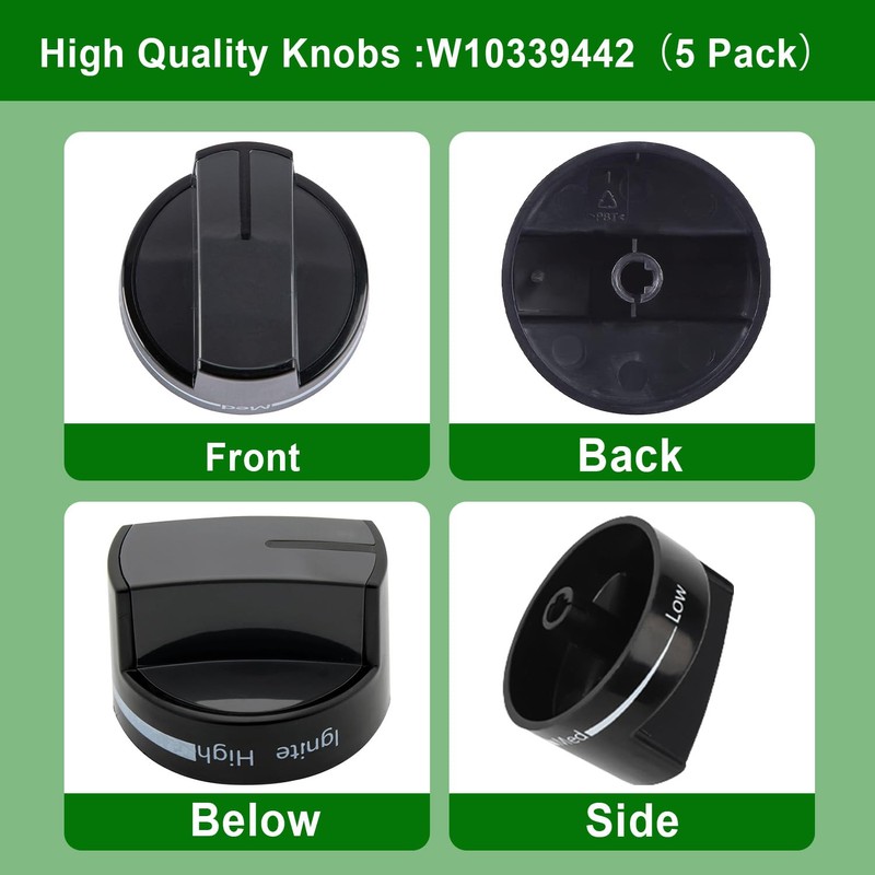 W10339442 Stove Knobs Replacements,Compatible with Whirlpool Gas Range Stove Oven,Control