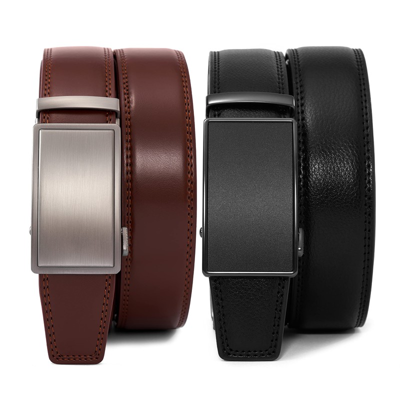 PlusZis 28 - 68 inch men's leather belt with ratchet,