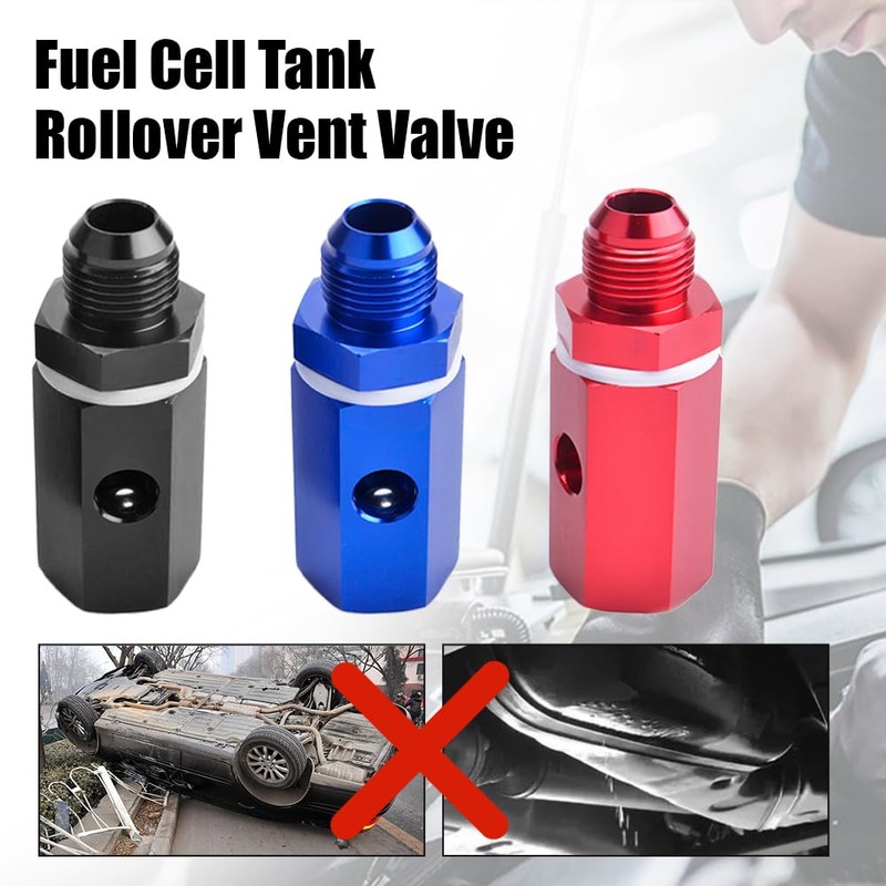6AN Male Fuel Cell Tank Rollover Vent Valve Aluminum Fuel