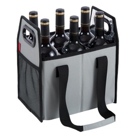 LUILANC Collapsible 6 Bottle Wine Carrier Storage Box Reusable Portable Wine Bottle Carrier Case for Tote Bag, Moving, Vacation Bottle Caddy, Grocery Shopping, Wine Tasting Accessory