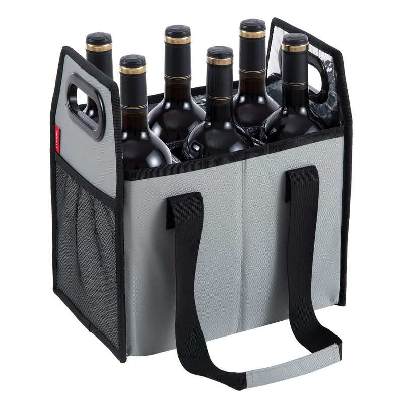 LUILANC Collapsible 6 Bottle Wine Carrier Storage Box Reusable Portable
