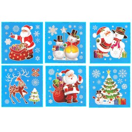 3D Christmas Window Stickers Colorful 6 Different Sheets Christmas Window Decorations Reusable Glass Snowflake Stickers Christmas Scene PVC Static Window Display Stickers