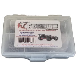 RCScrewZ Stainless Steel Screw Kit for Traxxas 1/16 E-Revo VXL, Replacement for RC Car Rusted and Stripped Screws, Race Quality Upgrade, Assembled in USA for Traxxas Kit (71054/71074) - tra037