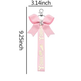 Cheer Bow Keychains for Girls Women Colorful Cheerleading Keychain with Glitter Cheerleader Bag Charm for Handbag Backpack Pink Bow Lanyard Keychains for Teen Girl Cheerleading Accessories