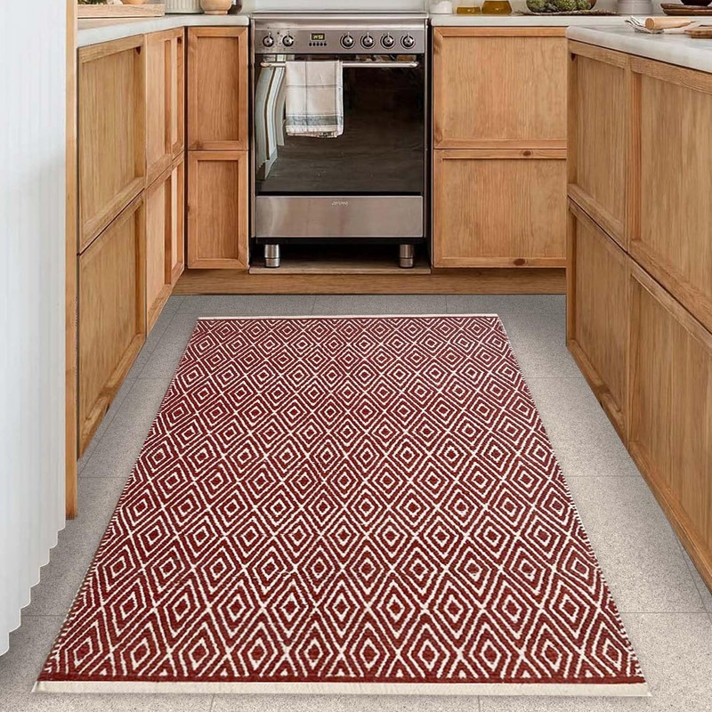 Chardin home 100% Cotton Diamond 3x5 Area Rug Fully Reversible,