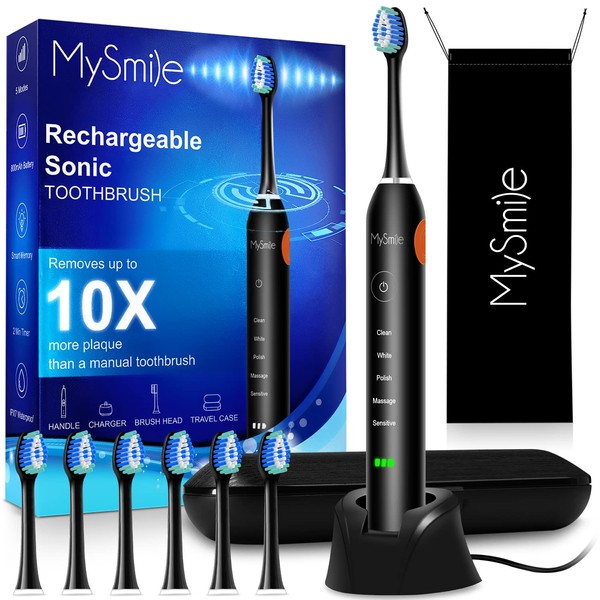 MySmile Electric Toothbrush for Adults, Rechargeable Sonic Electronic Toothbrush with