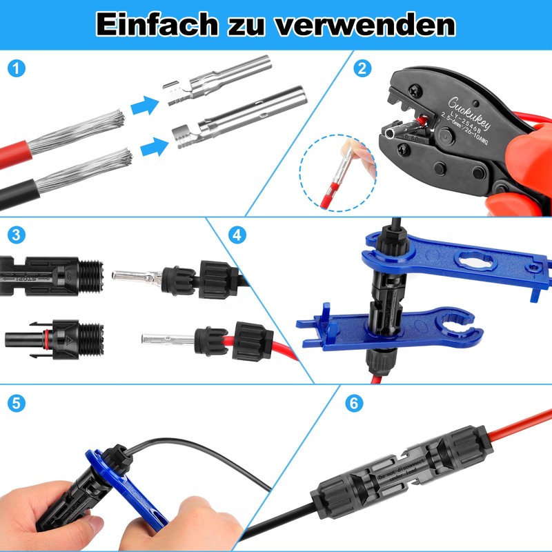 12 Pairs Solar Plug Set, Guokukey PV Solar Plug Male/Female