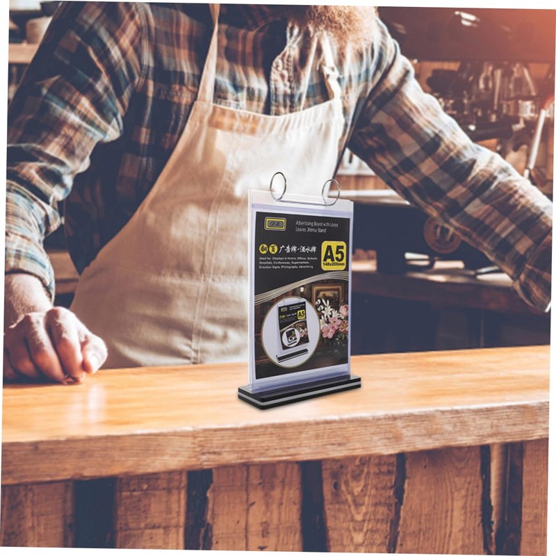 Operitacx Restaurant Table Menu Flip Sign Holder 2pcs PVC Flip