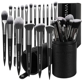 18 brochas de maquillaje Pro Deluxe con estuche de viaje, base de polvo de primera calidad, corrector de mezcla de colorete, sombra de ojos, cara y oj