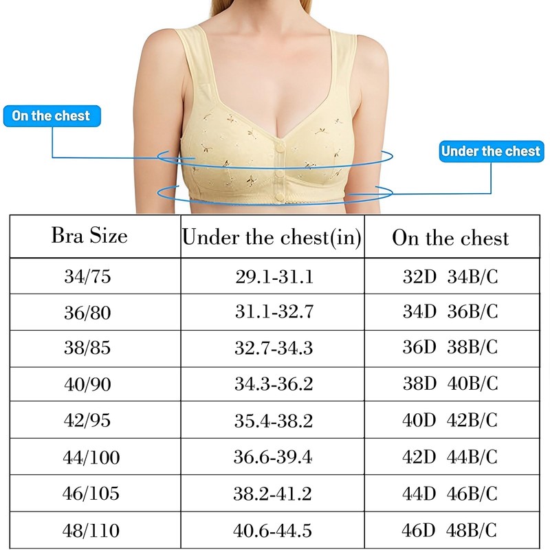 Numgug Daisy Bras for Older Women, Front Snap Closure Bras,with