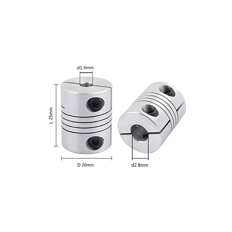 Boxonly Shaft Coupling 6mm to 8mm Bore Coupler Connector Joint
