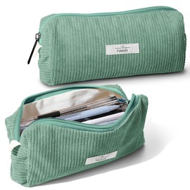 Purbert Pencil Bag Pen Case, Soft Corduroy Small Pencil Pouch Organizer with Zipper, Cute Pencil Case Pouch Stationery for Girls and Boys – Green