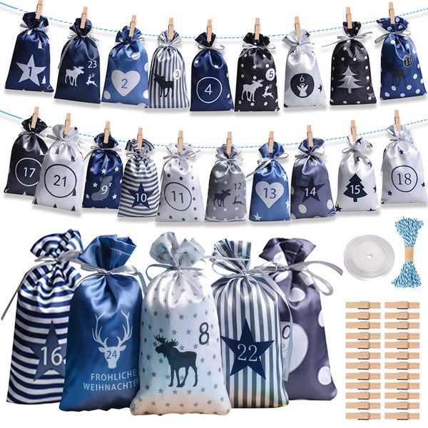 Advent Calendar for Filling Fabric, 24 Advent Calendar for Filling