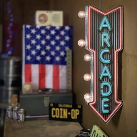 Ice Cold Beer Double-Sided Marquee Bottle Cap Sign With LED Bulbs Vintage Inspired Retro Decor For The Home (25" x 7" x 4")