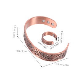 Baluue Magnetic Copper Ring Wellness Jewelry Adjustable Flower Bracelet Magnetic Therapy Bracelet Arthritis Bangle Mens Brown