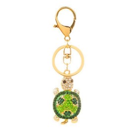Cute Mini Turtle Sparkling Charm Blingbling Keychain Crystal Rhinestones Pendant (Green)