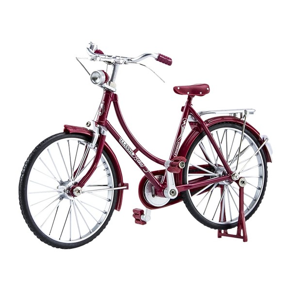 LUFEIS Bicicletta in Miniatura, Giocattolo per Bicicletta in Miniatura Ornamenti, Modello di Bicicletta Retro, 1:10 Mini Bici, Artigianato Decor Finger Bike Collezioni Creative, Rossa