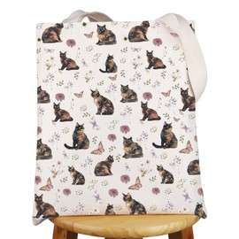 MYSOMY Tortoiseshell Cat Tote Bag Tortoiseshell Cat Themed Gifts Tortie Cat Mom Shoulder Bag Tortie Cat Gifts (Tortoiseshell Cat UK)