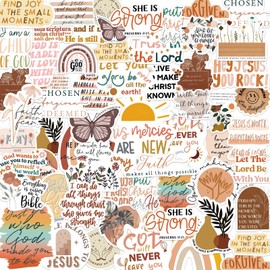 50PCS Bible Verse Stickers: Inspirational Christian Stickers for Women, Men, Teens - Perfect for Water Bottle, Laptop, Bible