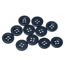 sourcing map 10pcs 20L Sewing Buttons 1/2"(12.5mm) Resin Round Flat 4-Hole Craft Replacement Buttons for Coats Sewing Clothing and DIY, Navy Blue