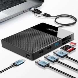 YOTUO Portable Docking Station External Hard Drive 750GB Storage, USB-C Huc + HDD 7-in-1, USB 3.0, SD/TF Card, HDD for Windows, Mac, Android, TV, Phone, Laptop, Desktop, PC (Black, 750GB)