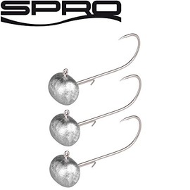 SPRO Fishing Hook Jig 22 – Pack of 3, Jig Hooks for Rubber Fishing, Jig Head for Rubber Fish, Lead Head for Rubber Bait, Shad Fishing Hooks, Size: 18g/Size 3/0
