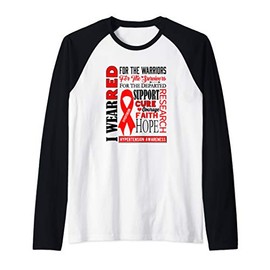 Hypertension Awareness Gifts Red Ribbon Awareness Raglan Baseball Tee