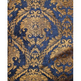 Chenille Renaissance,Medallion Design. Home Decor, Upholstery, Sold by The Yard (Burgundy/Gold) (Gold/Blue)