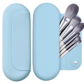 LuBanOne - Soporte para brochas de maquillaje, cierre magnético, organizador de brochas de maquillaje, bolsa de maquillaje, accesorios de viaje (azul)
