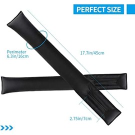 LALOCAPEYO 2PCS Car Seat Gap Filler, Premium PU Leather Leakproof Gap Stopper Anti-Drop Space Slot Filling Stripes Pad Plug Universal Fit for Vehicle Auto Car Seat (Black) (Black)