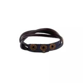 Boho Womens Boho Festival Dark Brown PU Vegan Leather Braided Snap On Bracelet