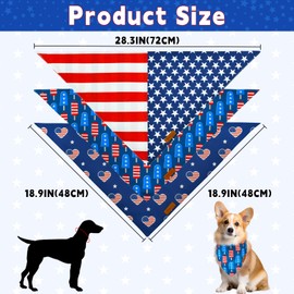 Vehomy 3 Pack 4th of July Dog Bandana Independence Day Pet Bandanas Reversible Dog Patriotic Triangle Scarf Bib with Stars & Stripes American Flag Pattern for Puppy Kitten Small Medium Large Dogs