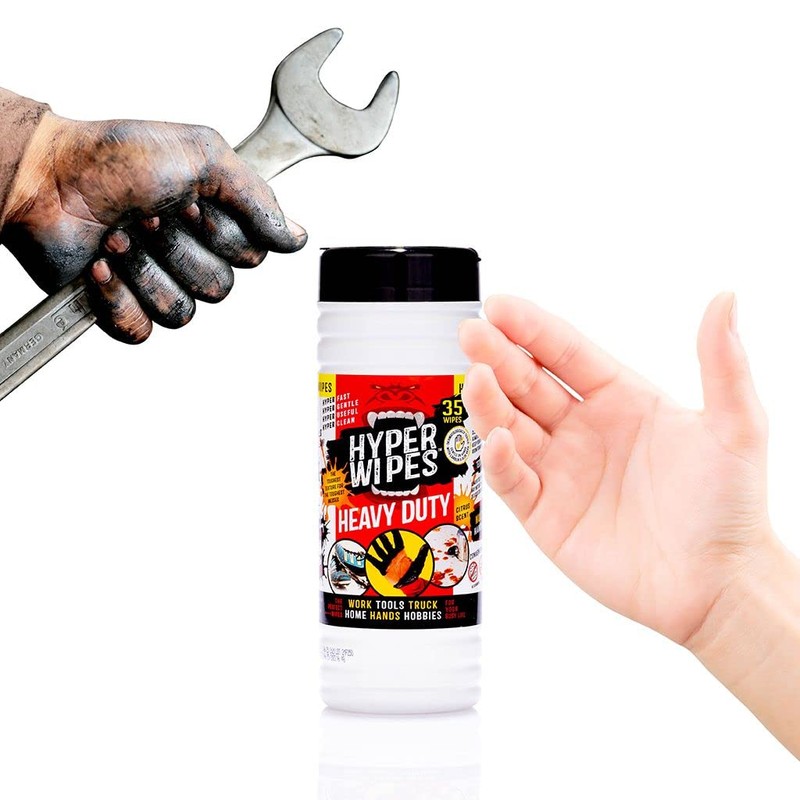 Hyper Wipes, 4 Pack Heavy Duty Hand & Tool Cleaning