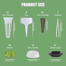85Pcs Hydroponic Pods Supplies for Aerogarden Pods, Grow Anything Kit, Hydroponics Garden Accessories, 24 Grow Sponges 12 Grow Baskets 12 Grow Domes 24 Pod Labels 6 Spacers 6 Plant Labels 1 Tweezer