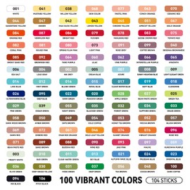 LIGHTWISH Professional Oil Pastels, 100 Vibrant Colors Plus 4 White, Set of 104, Creamy and Pigmented Artist Soft Oil Pastels for Blending, Layering & Shading