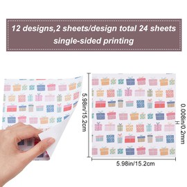 GORGECRAFT 24 Sheet 12 Styles Patterned Paper Pad 15.2x15.2cm Scrapbook Paper Pack Single-Sided Birthday Themed Pattern Colorful Cardstock Collection Decorative Album Background Paper DIY Card Craft