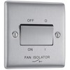 BG Electrical NBS15-01 3-Pole Fan Isolator Switch, Brushed Steel, 2-Way,
