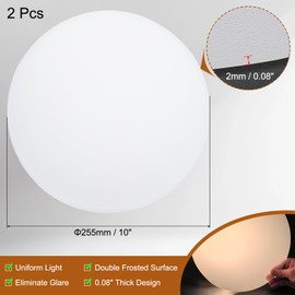 PATIKIL 10" Diameter Lampshade Diffuser, 2 Pcs 2mm Thick Round Diffuser Sheet for Drum Lampshades, Pendants Light, DIY Light Shield, Frosted White