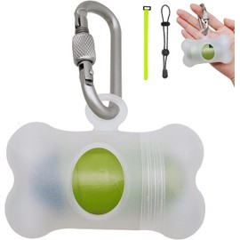 SHAOUMAN Poop Bag Dispenser Dog Poop Bags Holder Poop Bag Holders for Leashes with Leak-Proof Green Poop Bags for Leash On The Go for Walking Dogs Outdoor(1 Holder 15 Bags,Clear Dog Bag Holder)