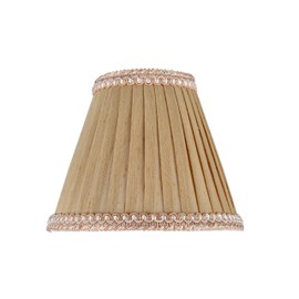 Aspen Creative 33003 Small Pleated Empire Shape Chandelier Clip-On Lamp Shade, Creme, 3" Top x 6" Bottom x 5" Slant, 1 Pack