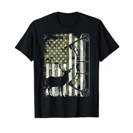 Bow Hunting Deer Hunter Camo American Flag for Men Hunters T-Shirt