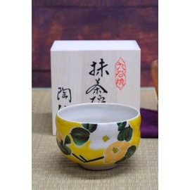 Matcha Bowl, Pottery, Kutani Ware, Matcha Rice Bowl, Yoshidaya Gold & Silver Tsubaki Brand, Matcha Rice Bowl, Japanese Tableware, Made in Japan