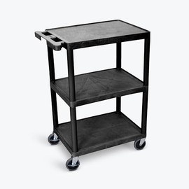 A-to-Z Supply HE34-B Commercial Utility Cart, 24"W x 18"D x 34"H, Three Shelves, Structural Foam Plastic, Black